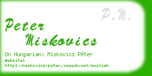 peter miskovics business card