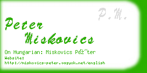 peter miskovics business card